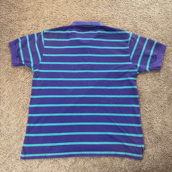 Vintage Woolrich Polo Shirt Blue Purple Stripes 90s Teal Vtg - Picture 7 of 8